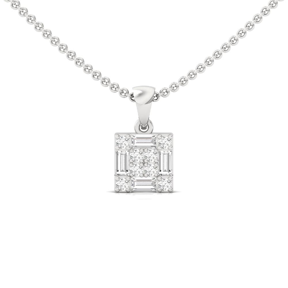 EliteSquare Baguette & Round Cut  Cvd Lab Grown Diamond Pendant 