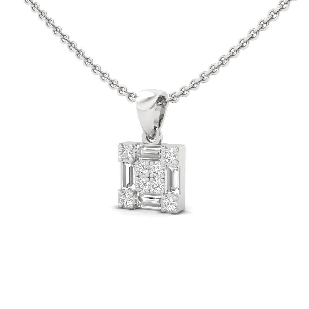 EliteSquare Baguette & Round Cut  Cvd Lab Grown Diamond Pendant 
