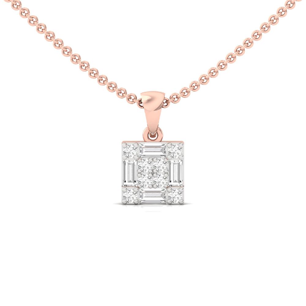EliteSquare Baguette & Round Cut  Cvd Lab Grown Diamond Pendant 