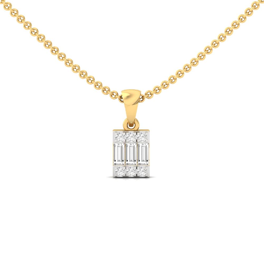 Baguette & Round Cut CVD Lab Grown Diamond Pendant