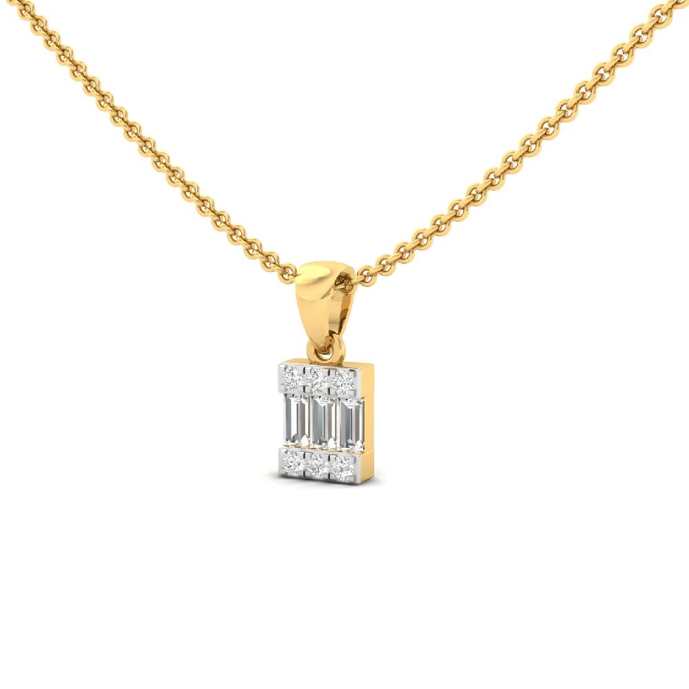 Baguette & Round Cut CVD Lab Grown Diamond Pendant
