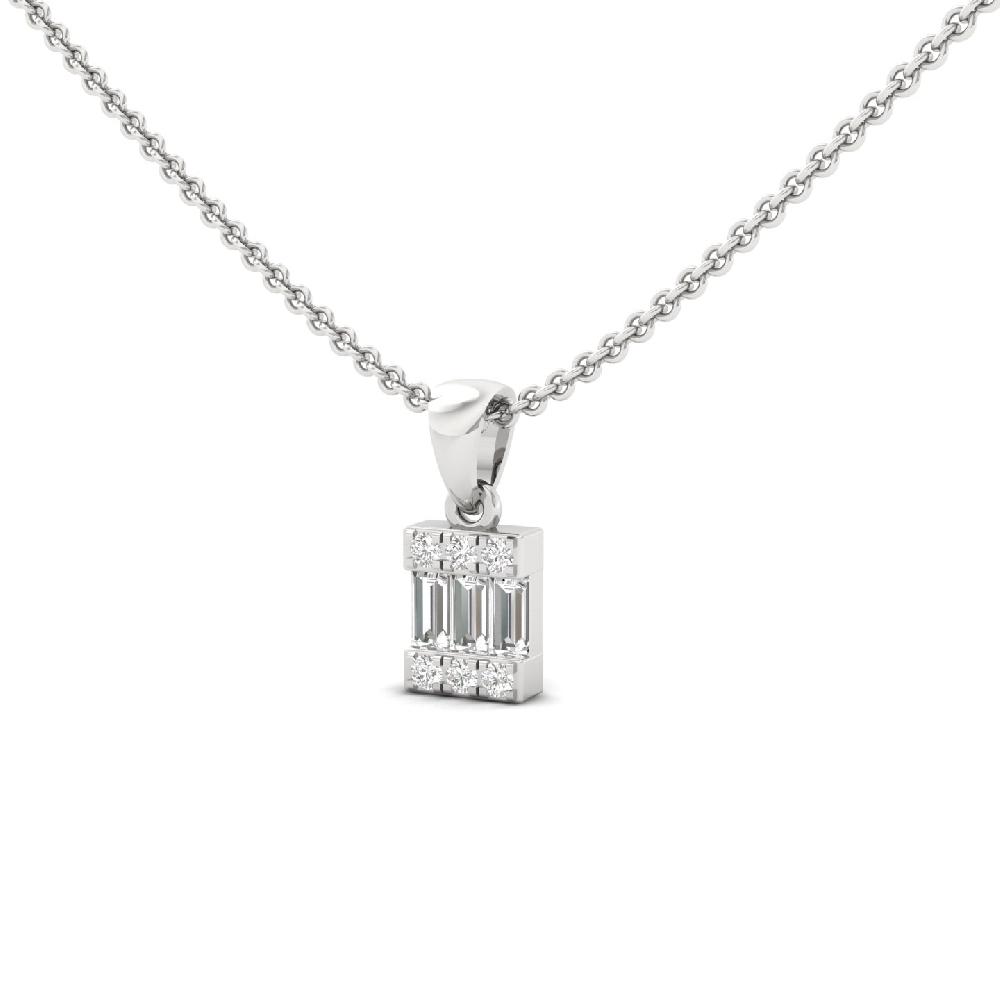 Baguette & Round Cut CVD Lab Grown Diamond Pendant