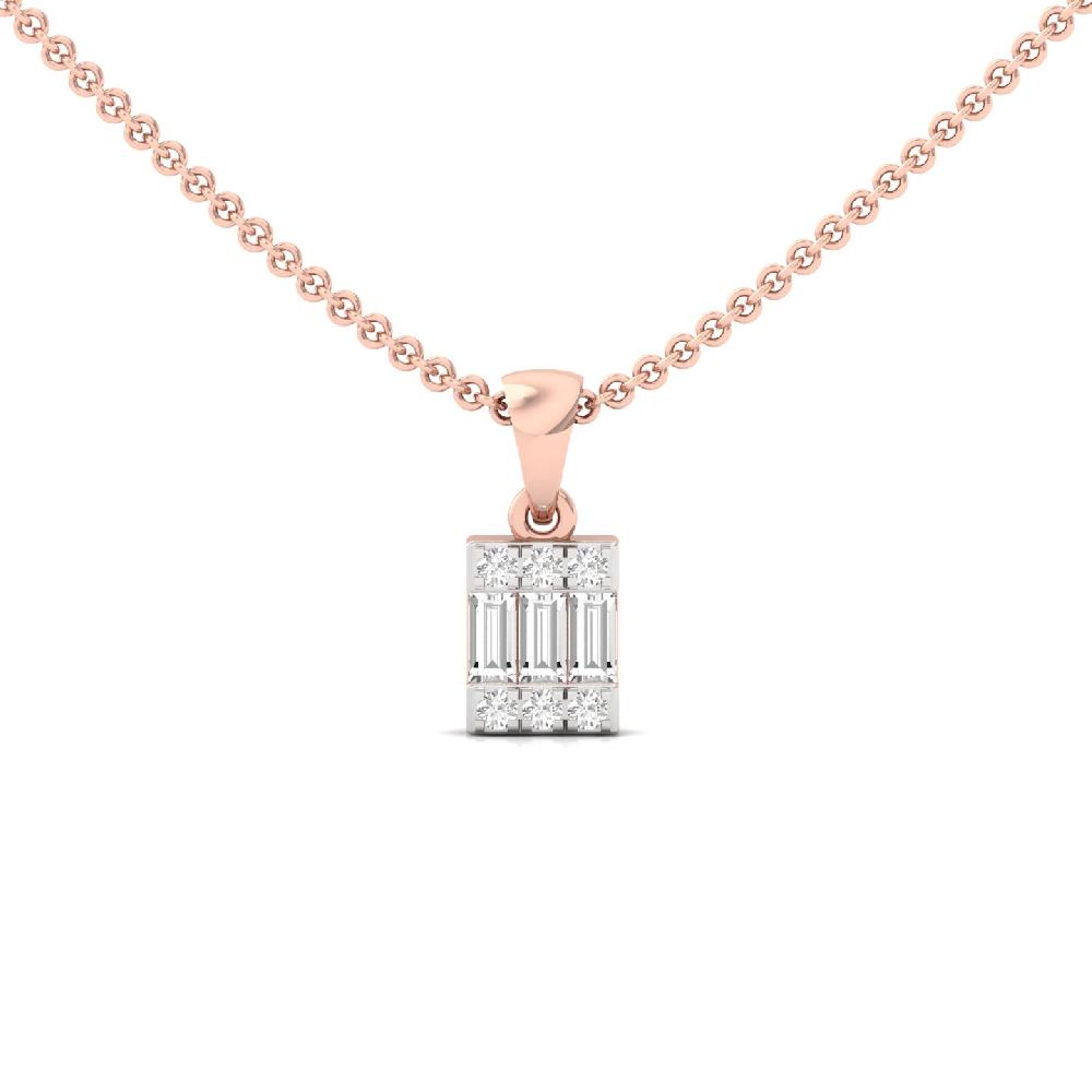 Baguette & Round Cut CVD Lab Grown Diamond Pendant