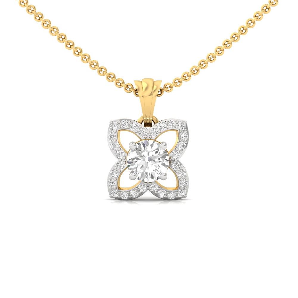 FloraCharm 1.10 CT Center Round Lab Grown Diamond Floral Pendant