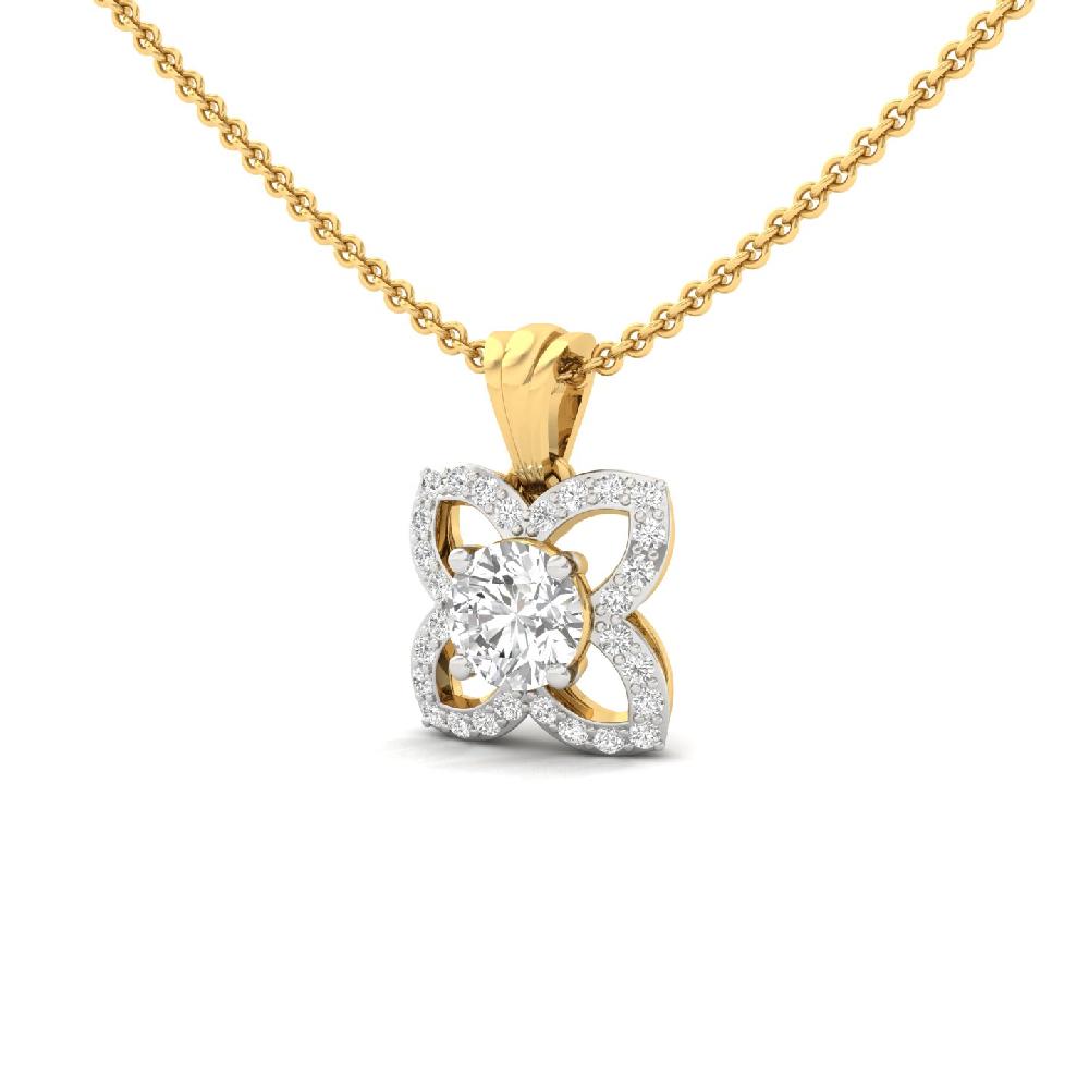 FloraCharm 1.10 CT Center Round Lab Grown Diamond Floral Pendant