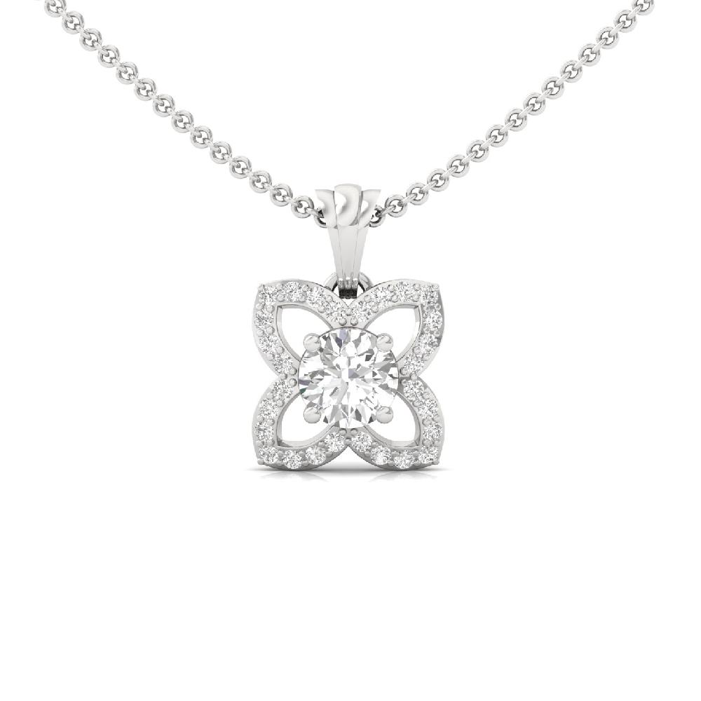 FloraCharm 1.10 CT Center Round Lab Grown Diamond Floral Pendant