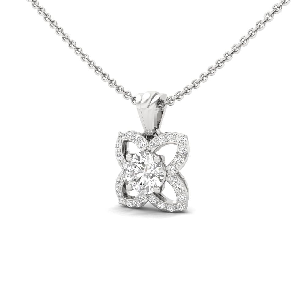 FloraCharm 1.10 CT Center Round Lab Grown Diamond Floral Pendant
