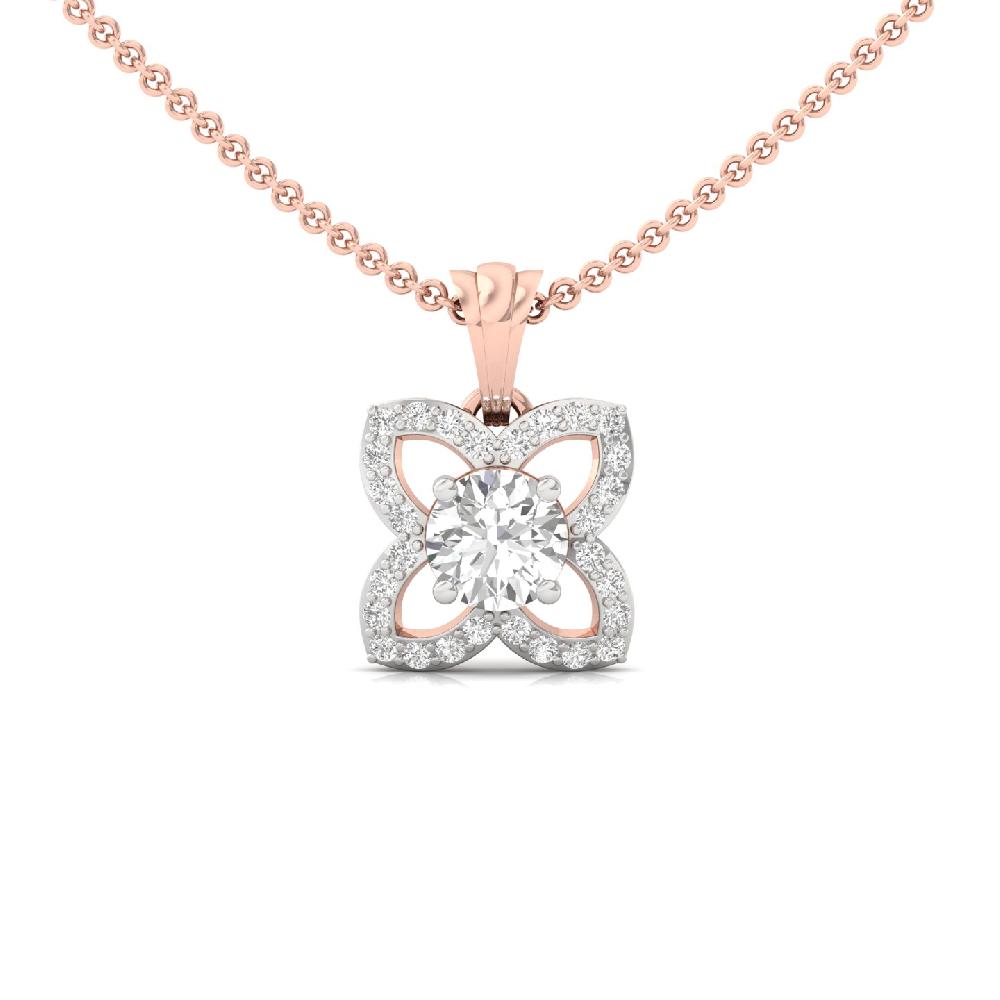 FloraCharm 1.10 CT Center Round Lab Grown Diamond Floral Pendant