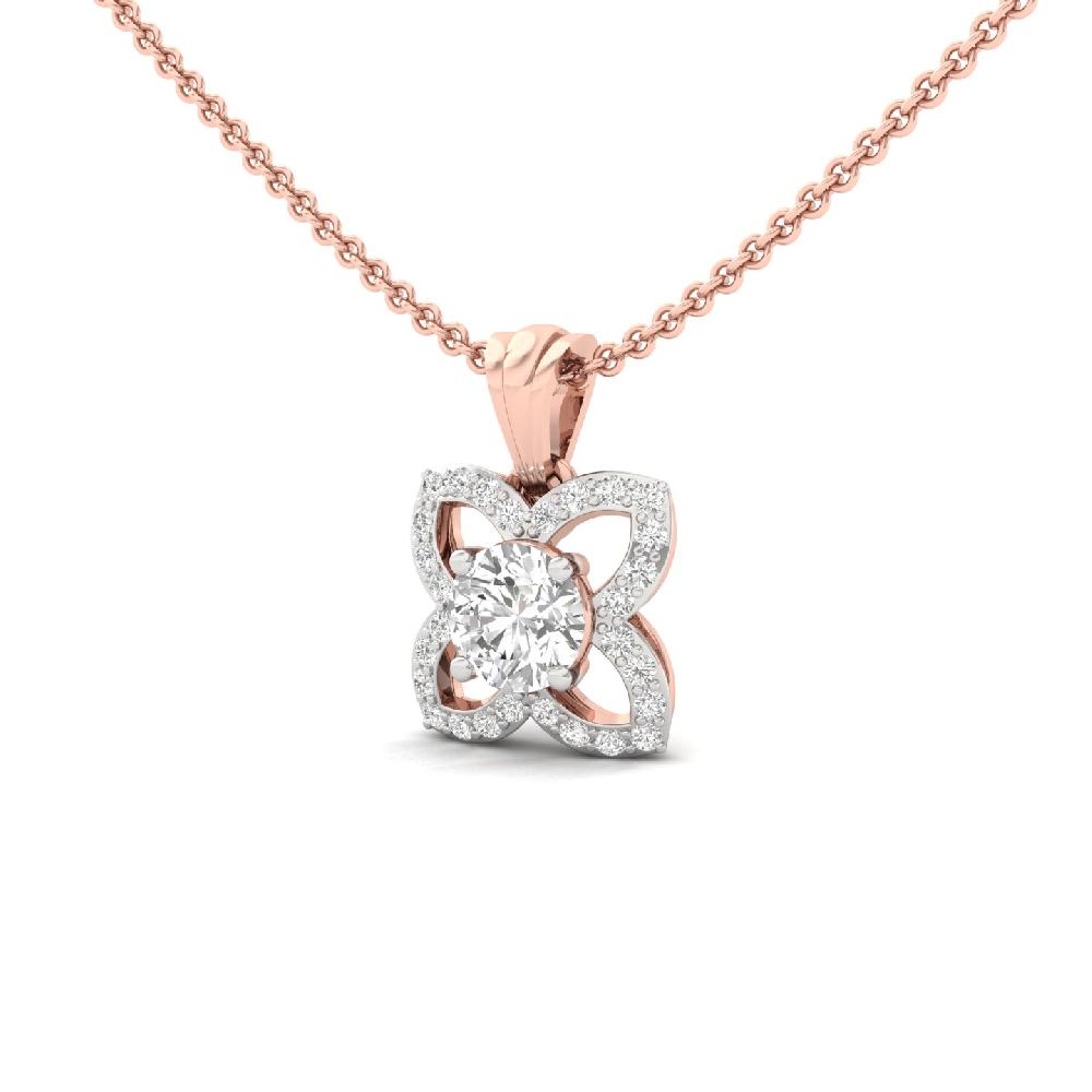 FloraCharm 1.10 CT Center Round Lab Grown Diamond Floral Pendant
