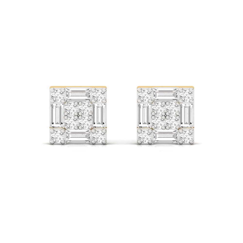 RoyalBlock Square Baguette Diamond Earrings 