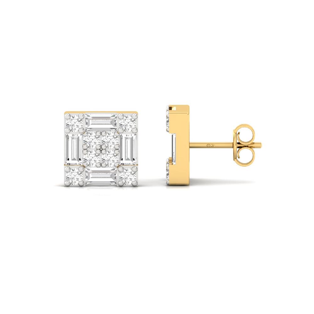 RoyalBlock Square Baguette Diamond Earrings 