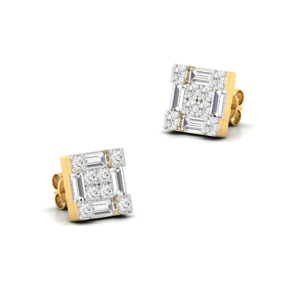 RoyalBlock Square Baguette Diamond Earrings 