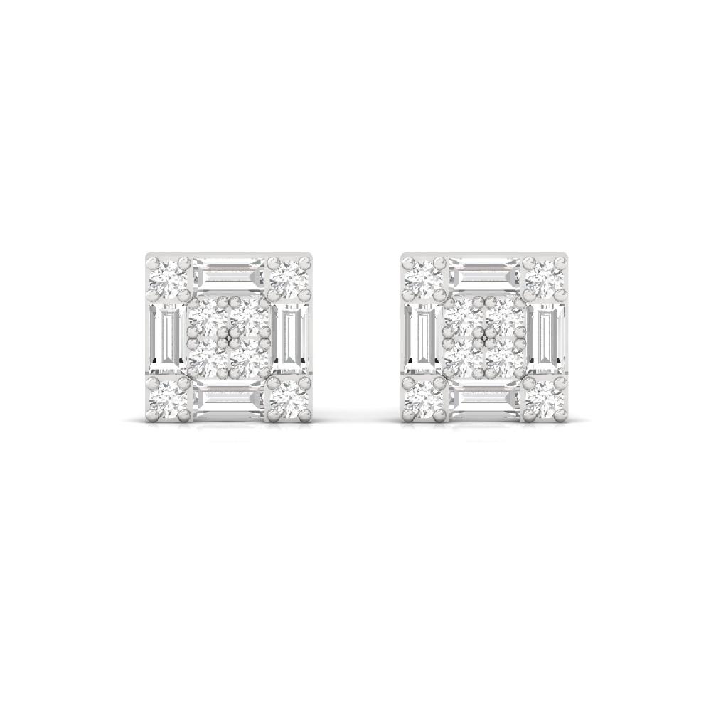 RoyalBlock Square Baguette Diamond Earrings 