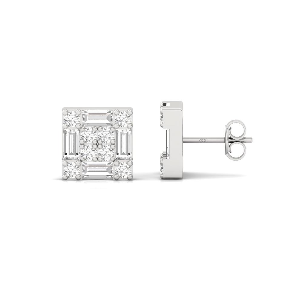RoyalBlock Square Baguette Diamond Earrings 