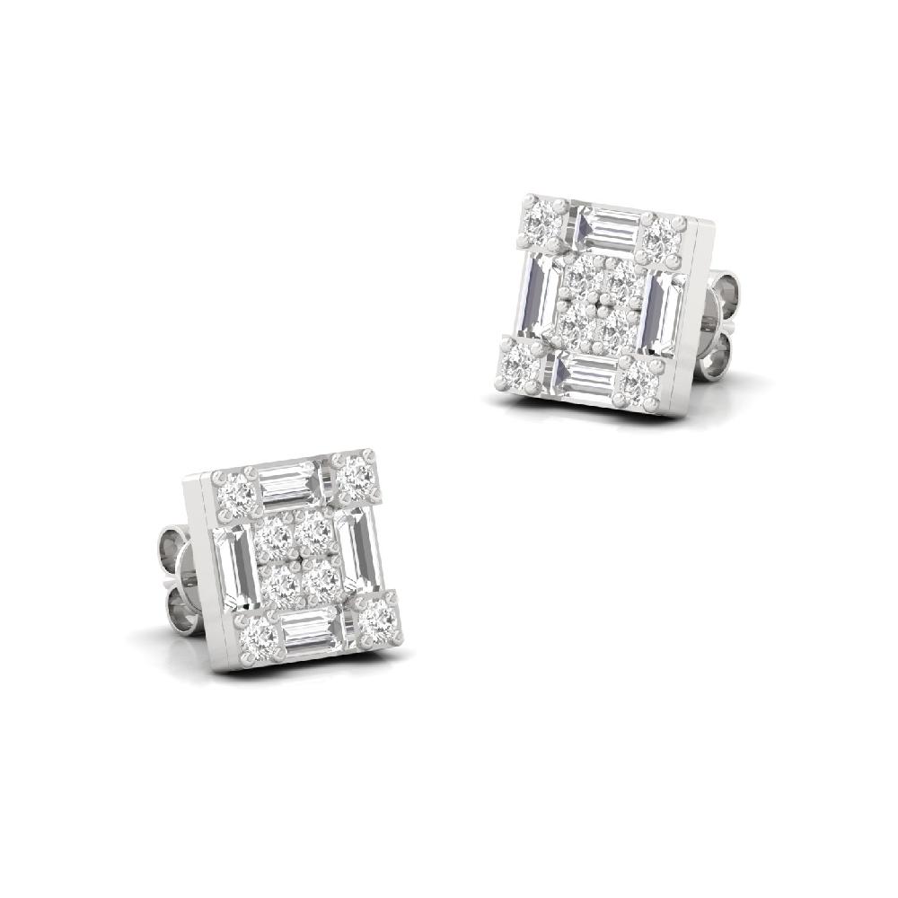 RoyalBlock Square Baguette Diamond Earrings 