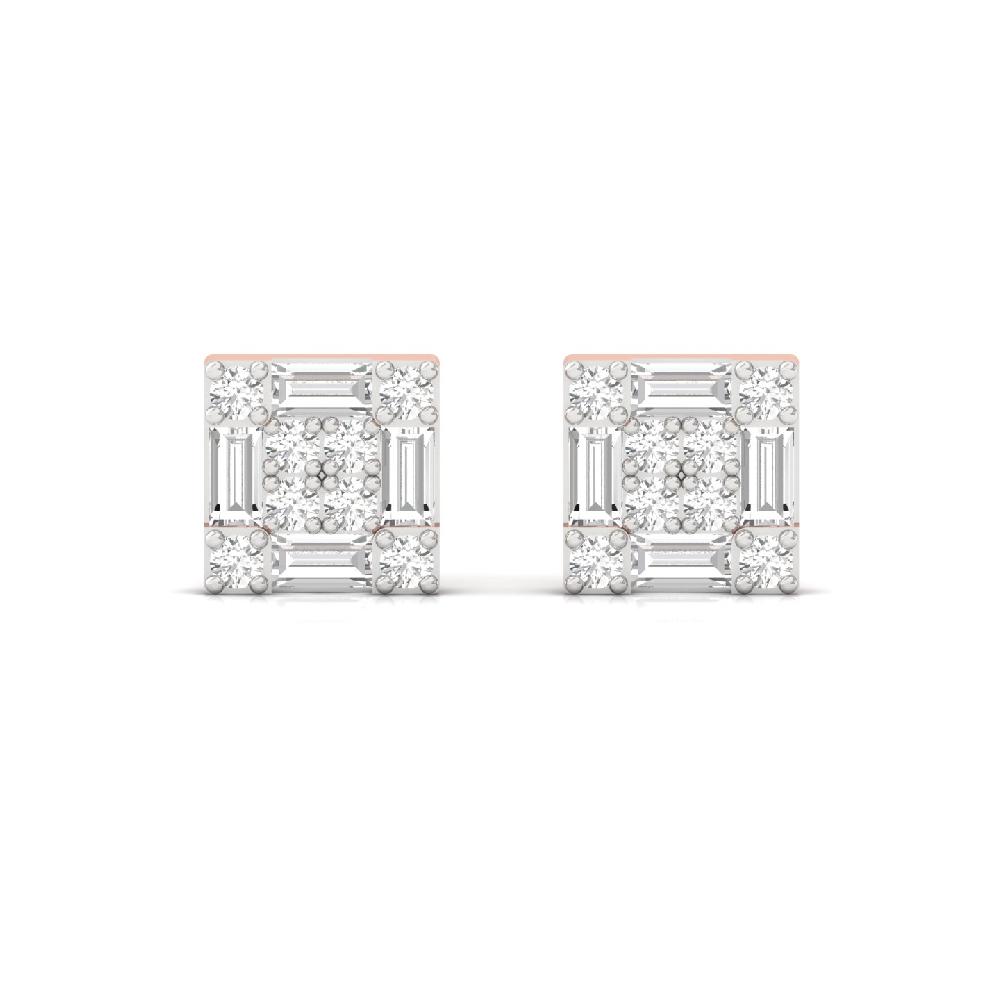 RoyalBlock Square Baguette Diamond Earrings 