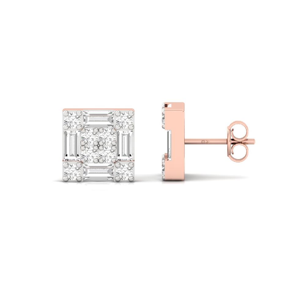 RoyalBlock Square Baguette Diamond Earrings 