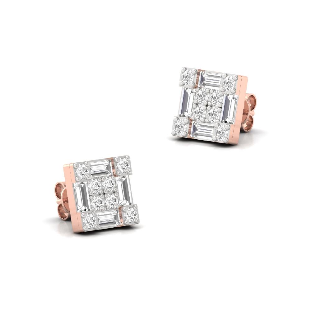 RoyalBlock Square Baguette Diamond Earrings 