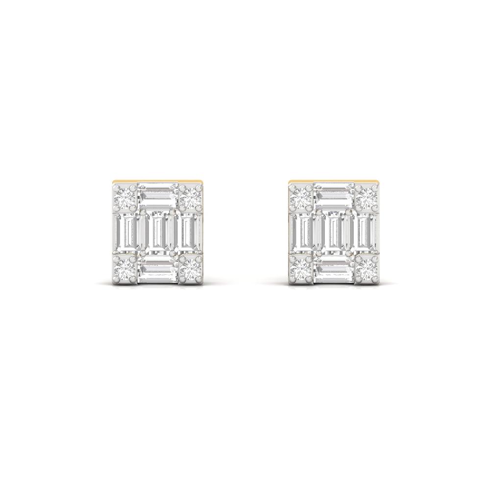 Baguette & Round Cut Diamond Earrings