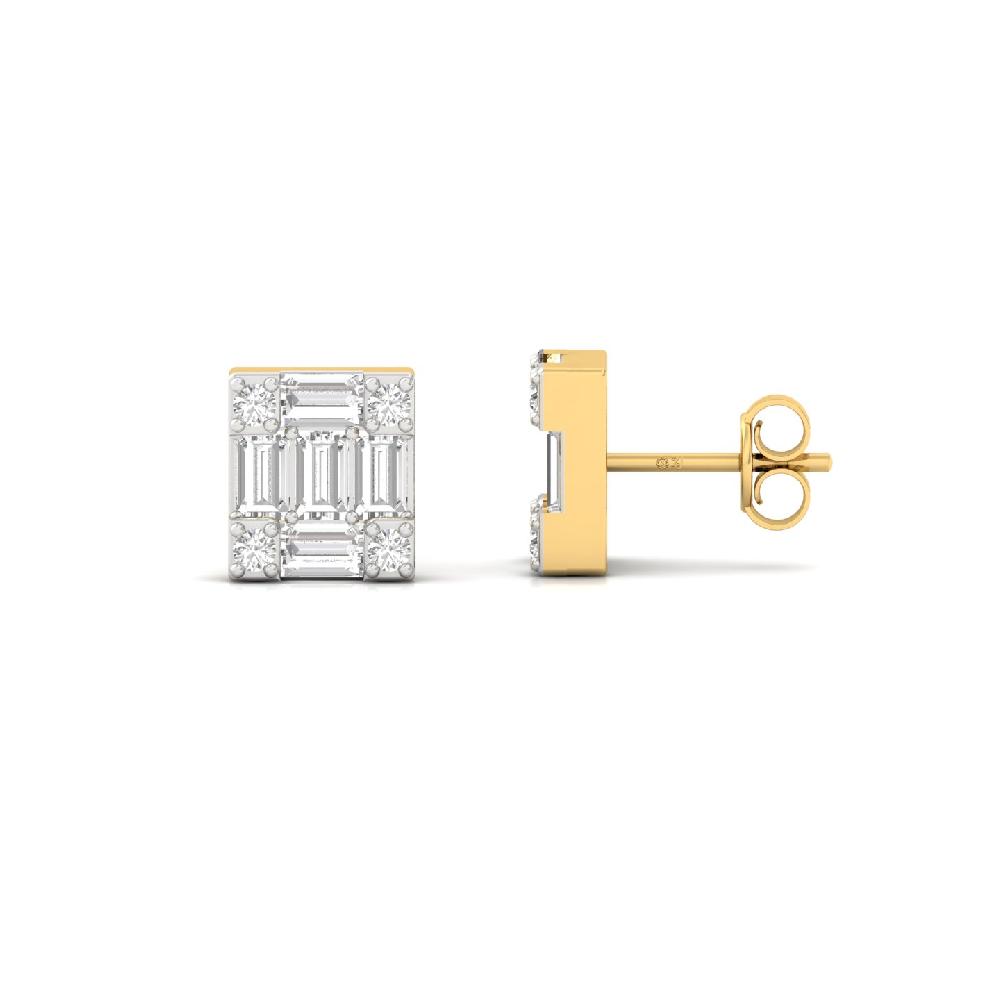 Baguette & Round Cut Diamond Earrings