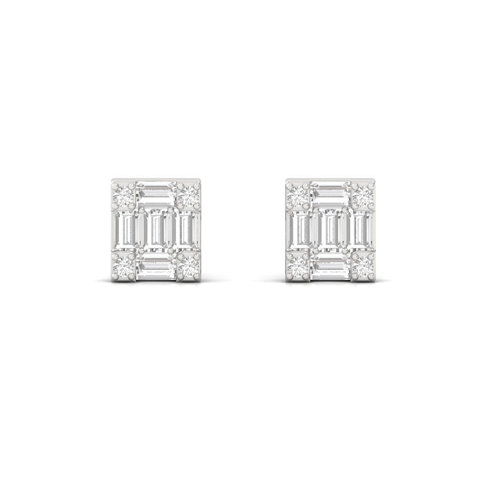 Baguette & Round Cut Diamond Earrings