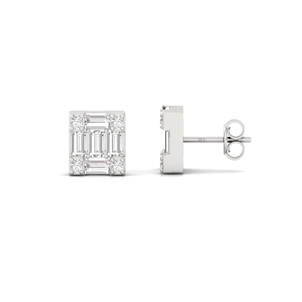 Baguette & Round Cut Diamond Earrings