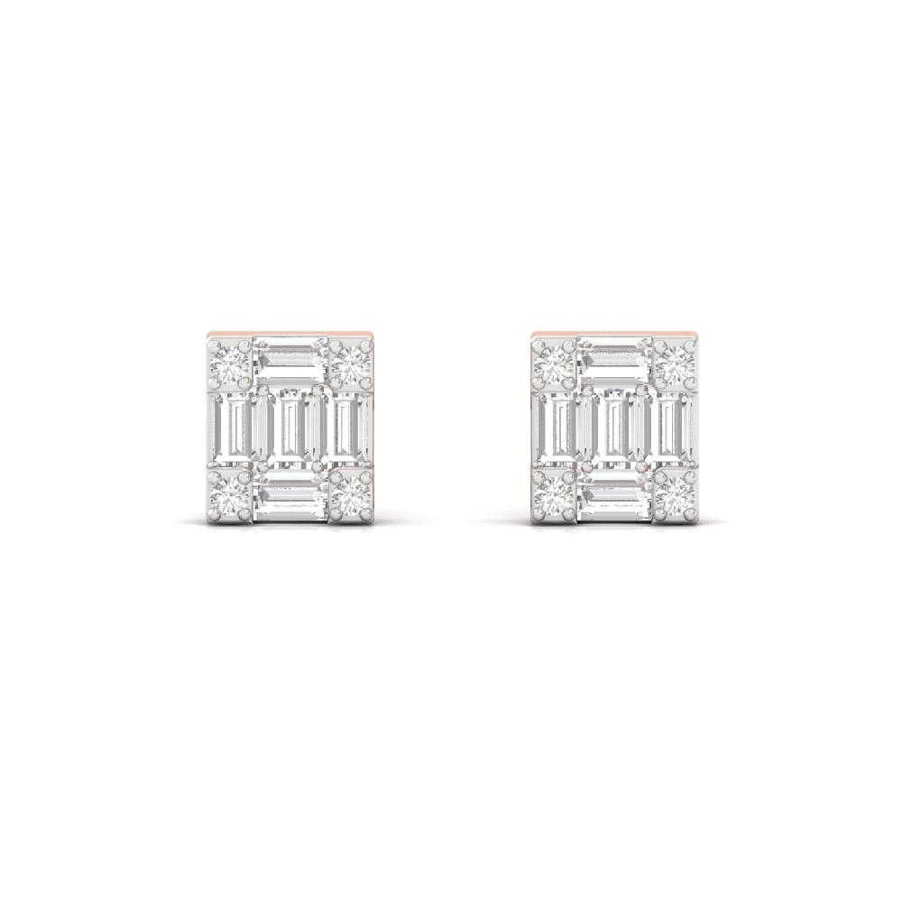 Baguette & Round Cut Diamond Earrings