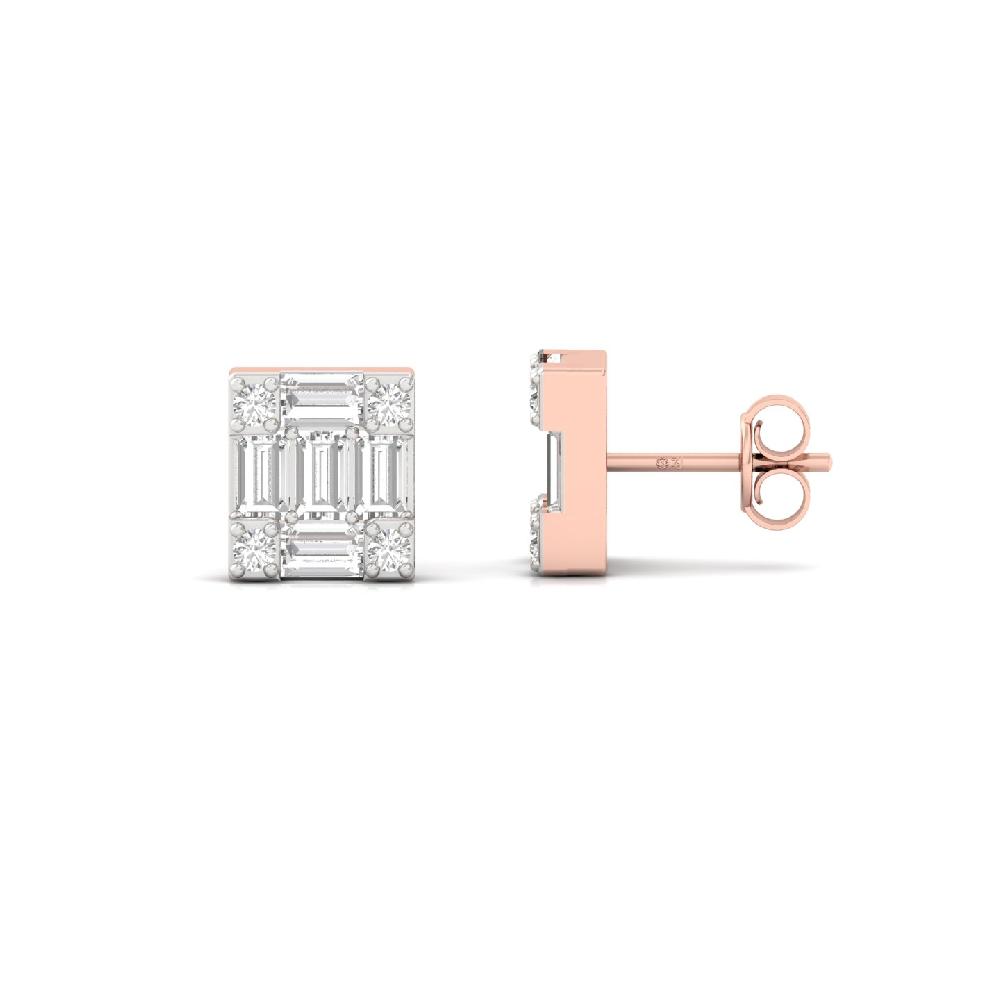 Baguette & Round Cut Diamond Earrings