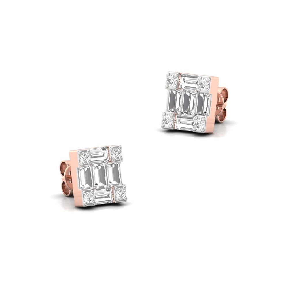 Baguette & Round Cut Diamond Earrings