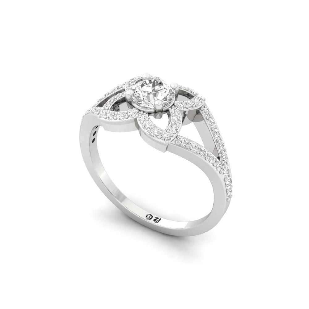 0.520 Ct Round Cut Floral Majesty Designer CVD lab grown Diamond Ring