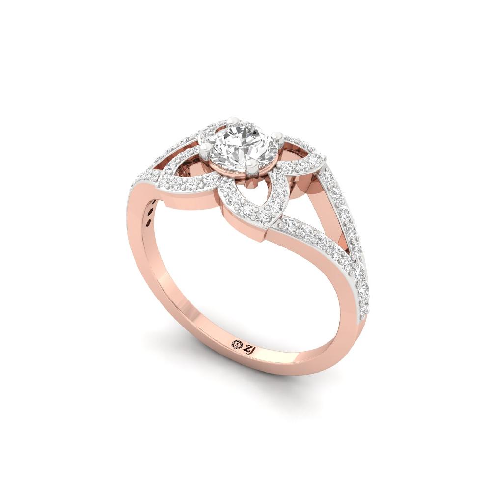 0.520 Ct Round Cut Floral Majesty Designer CVD lab grown Diamond Ring
