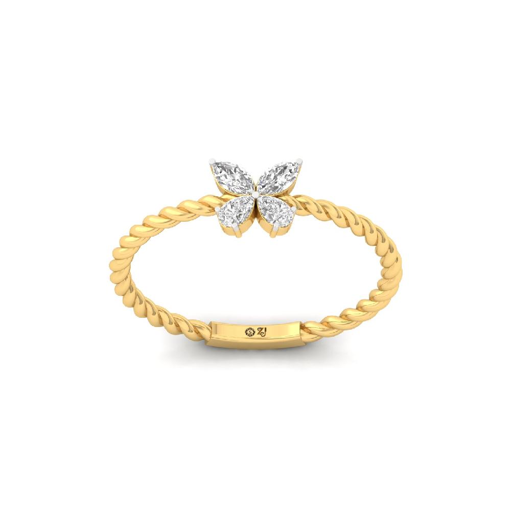 0.22 CT Butterfly Lab Grwon Diamond Ring with Braided Band 