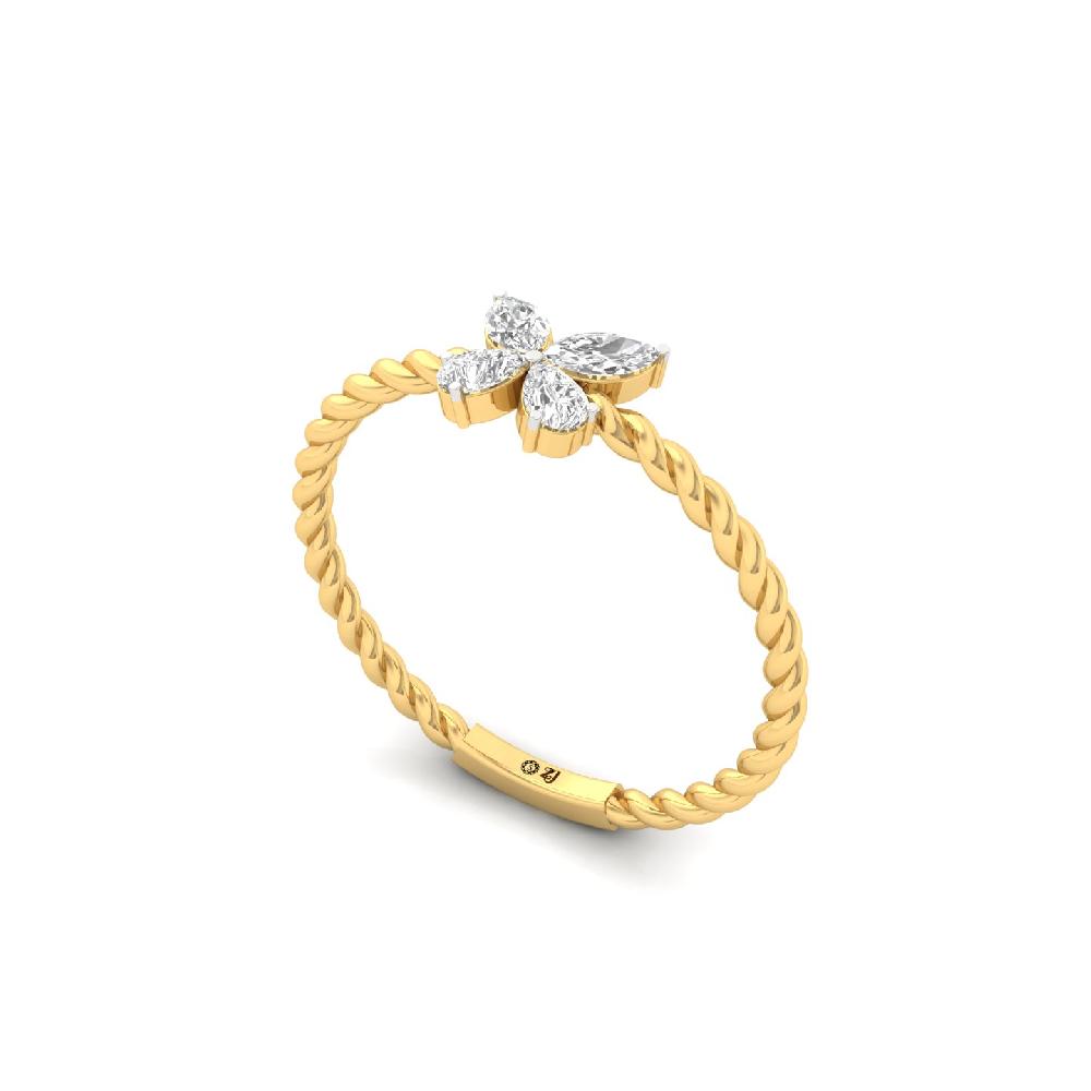 0.22 CT Butterfly Lab Grwon Diamond Ring with Braided Band 