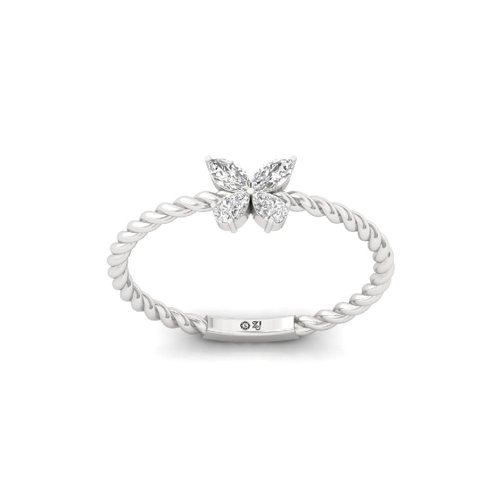 0.22 CT Butterfly Lab Grwon Diamond Ring with Braided Band 