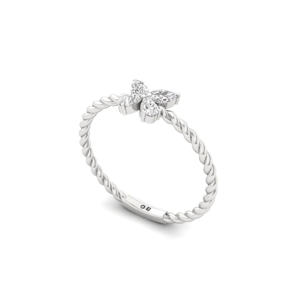0.22 CT Butterfly Lab Grwon Diamond Ring with Braided Band 