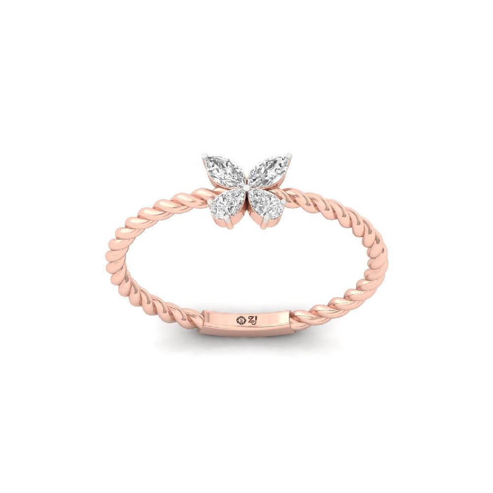 0.22 CT Butterfly Lab Grwon Diamond Ring with Braided Band 