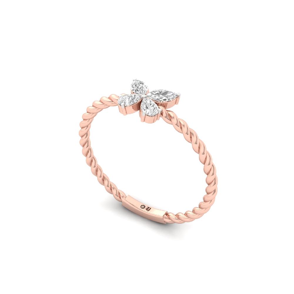0.22 CT Butterfly Lab Grwon Diamond Ring with Braided Band 
