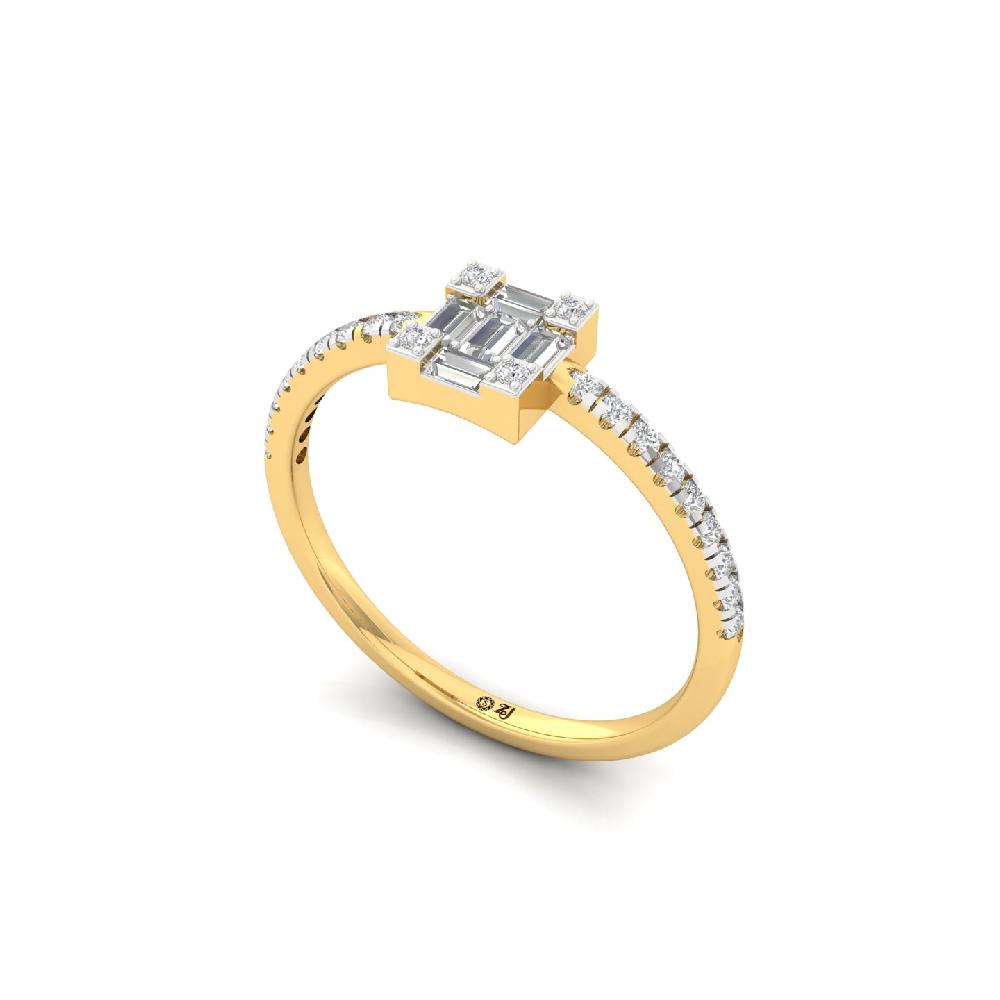 0.36 CT Vertical Baguette Cluster Lab Grown Diamond Ring for Women in Silver