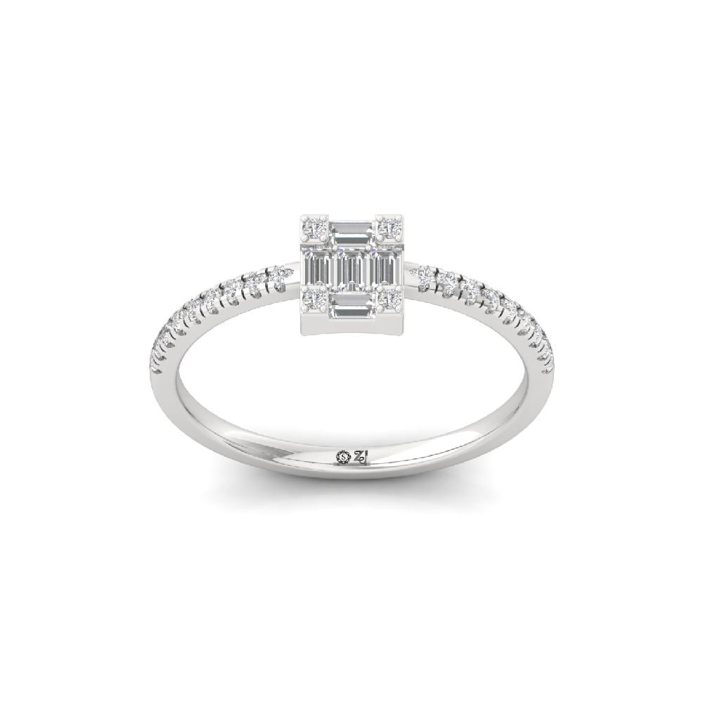 0.36 CT Vertical Baguette Cluster Lab Grown Diamond Ring for Women in Silver