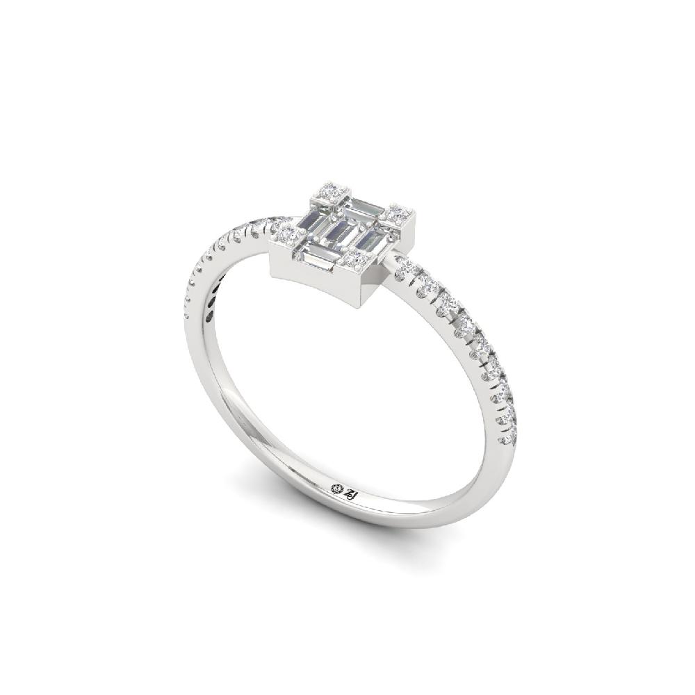 0.36 CT Vertical Baguette Cluster Lab Grown Diamond Ring for Women in Silver
