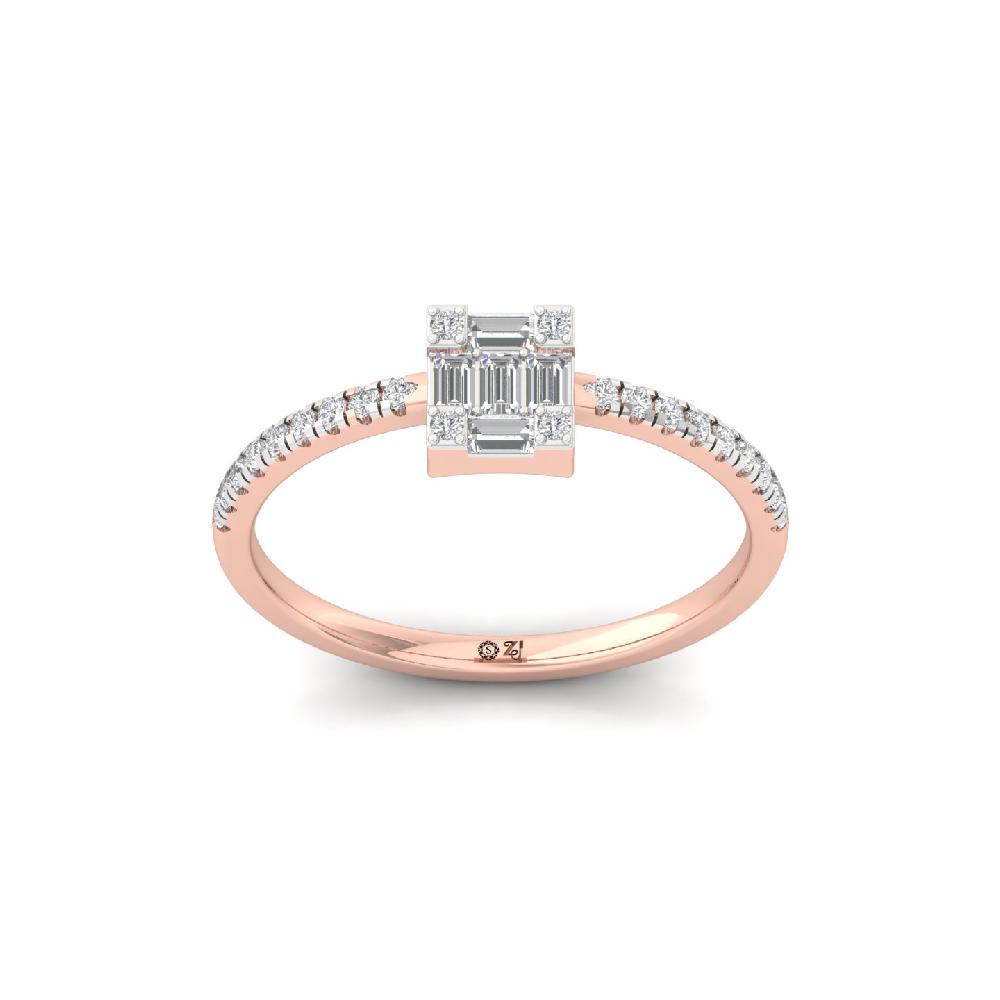 0.36 CT Vertical Baguette Cluster Lab Grown Diamond Ring for Women in Silver