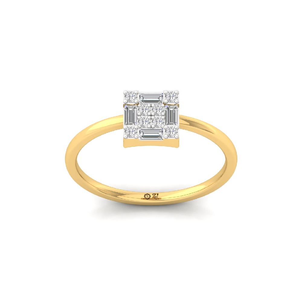 Classic 0.29 CT Square Cluster CVD Diamond Ring for Women