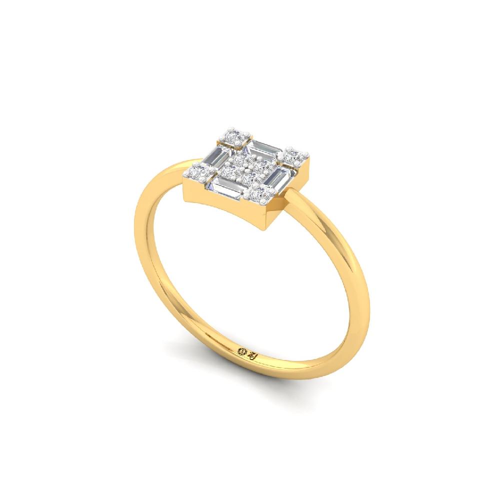 Classic 0.29 CT Square Cluster CVD Diamond Ring for Women