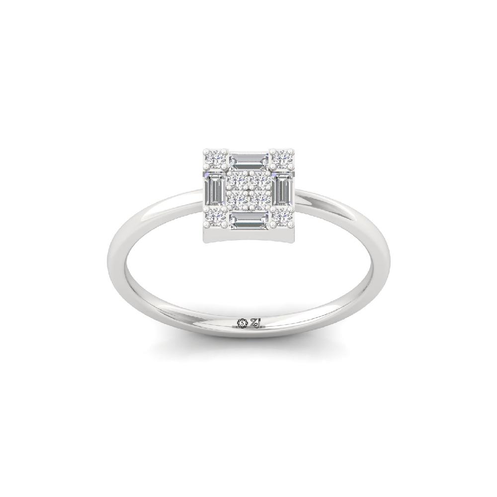 Classic 0.29 CT Square Cluster CVD Diamond Ring for Women