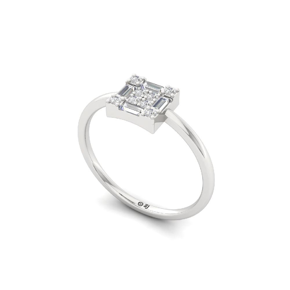 Classic 0.29 CT Square Cluster CVD Diamond Ring for Women