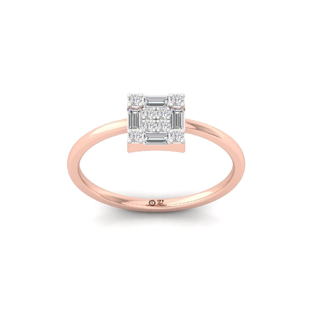 Classic 0.29 CT Square Cluster CVD Diamond Ring for Women