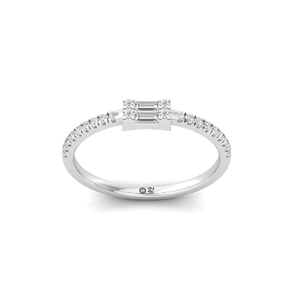 Graceful 0.29 CT Center Cluster Baguette Lab Grown Diamond Ring