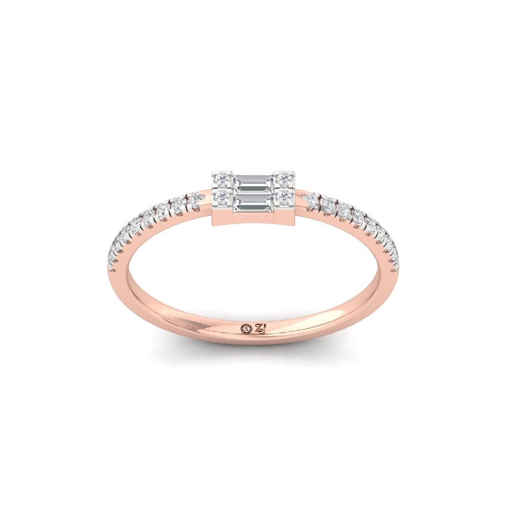 Graceful 0.29 CT Center Cluster Baguette Lab Grown Diamond Ring