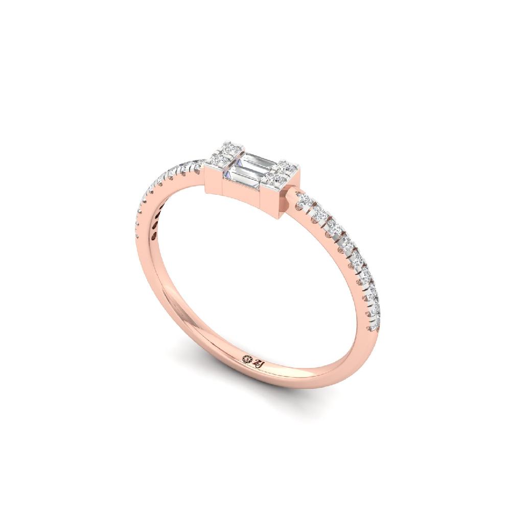 Graceful 0.29 CT Center Cluster Baguette Lab Grown Diamond Ring