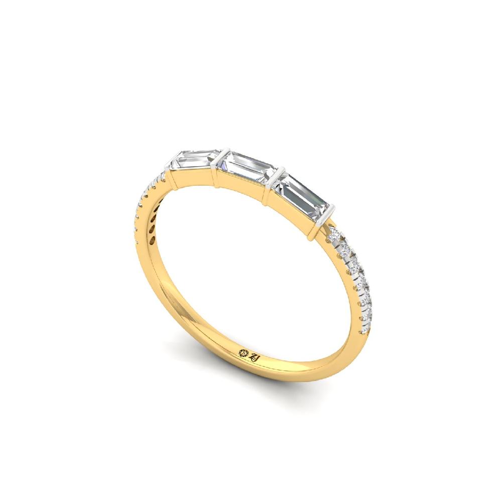 Elegant 0.33 CT Baguette Trio CVD Lab Grown Diamond Ring for Women 